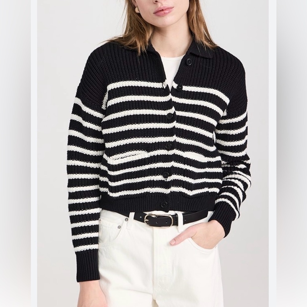 NWOT Madewell Ribbed Polo Cardigan Cotton Drop Shoulder Sweater